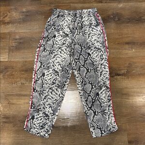 Snakeskin Print Stretchy Pants with Red Stripe